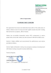 Senvion's Appreciation letter